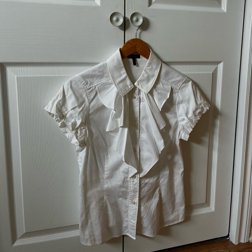 Escada balloon sleeve ruffle blouse